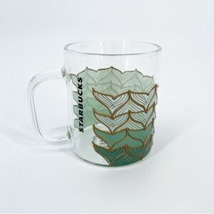 Starbucks 50th Anniversary Mermaid Siren Tail Ombre Clear Glass Mug, 12oz